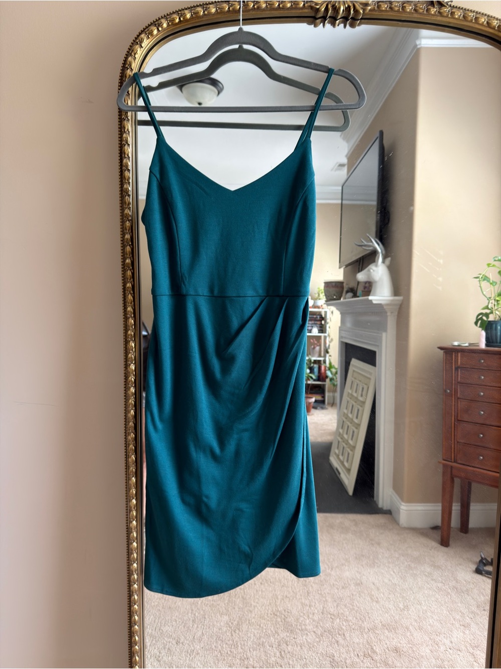 Teal Spaghetti-Strap Mini Dress